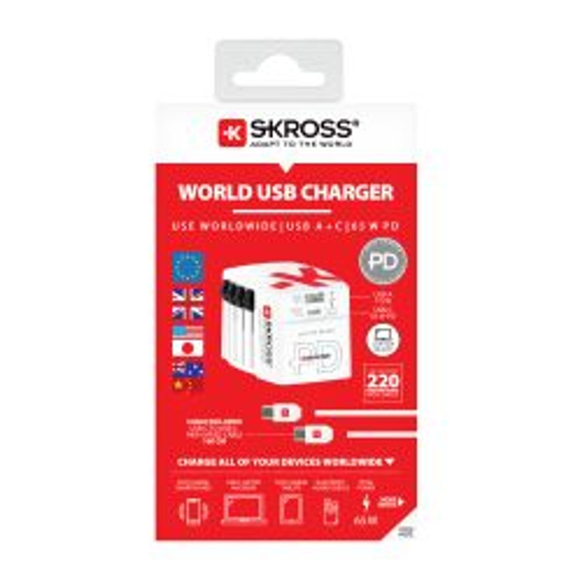 Skross World Usb Charger Ac65pd - C To C Cable Included.