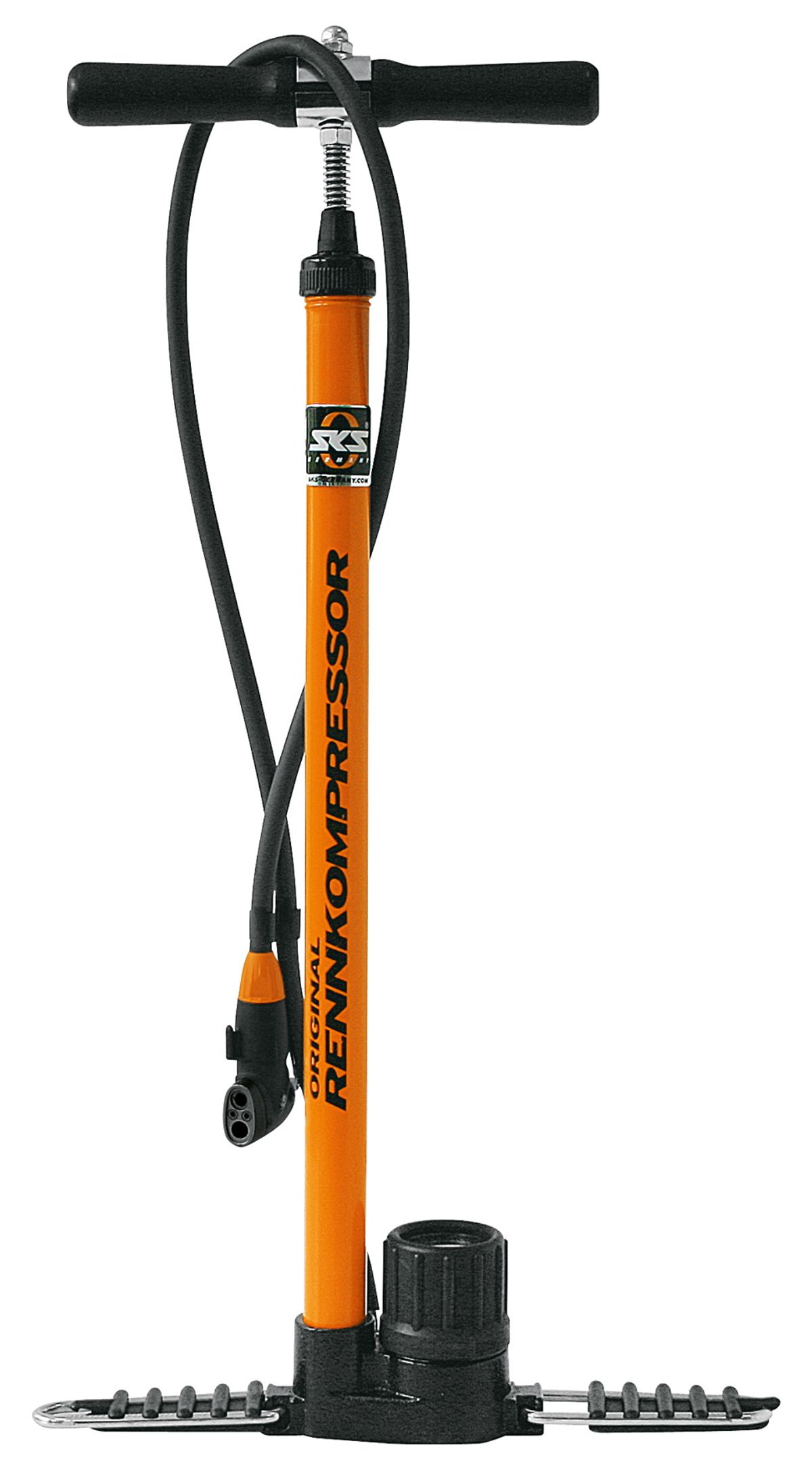 SKS Rennkompressor fodpumpe MV hoved Multi Ventil 16bar/230psi - Orange