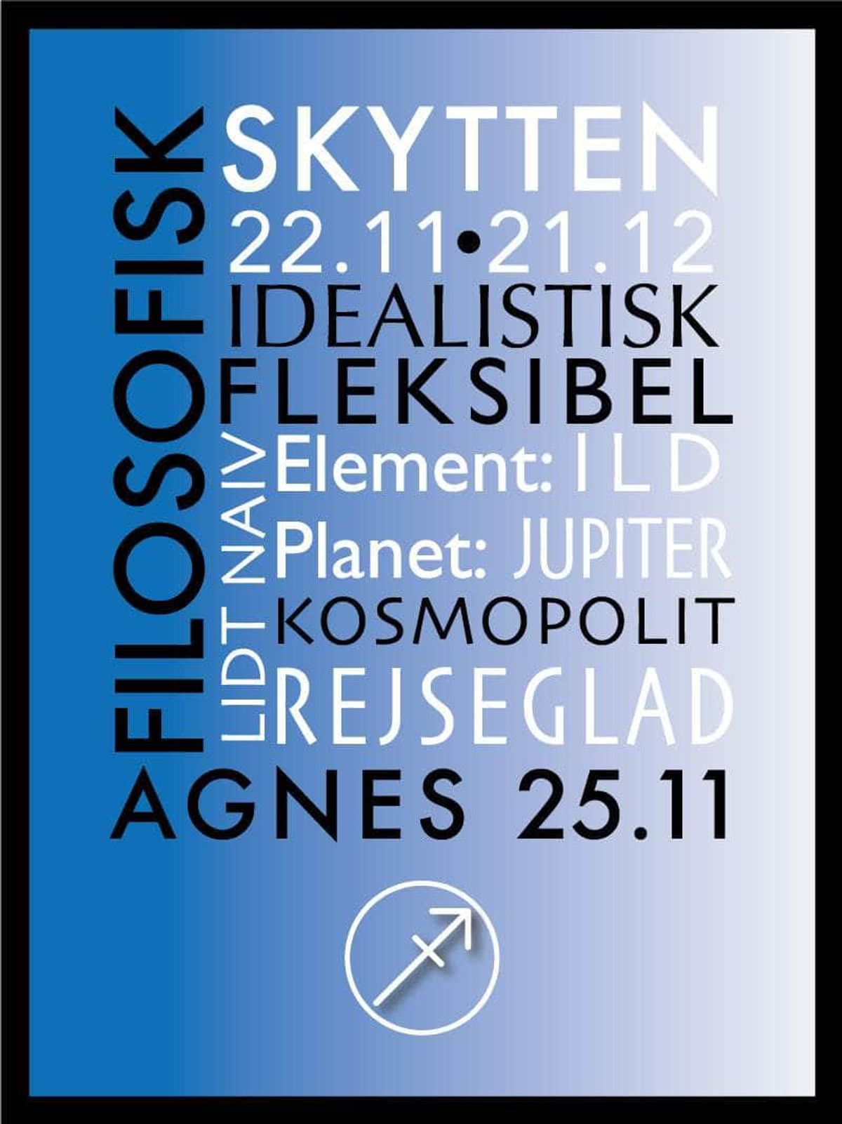 Skytten stjernetegn med tekst plakat