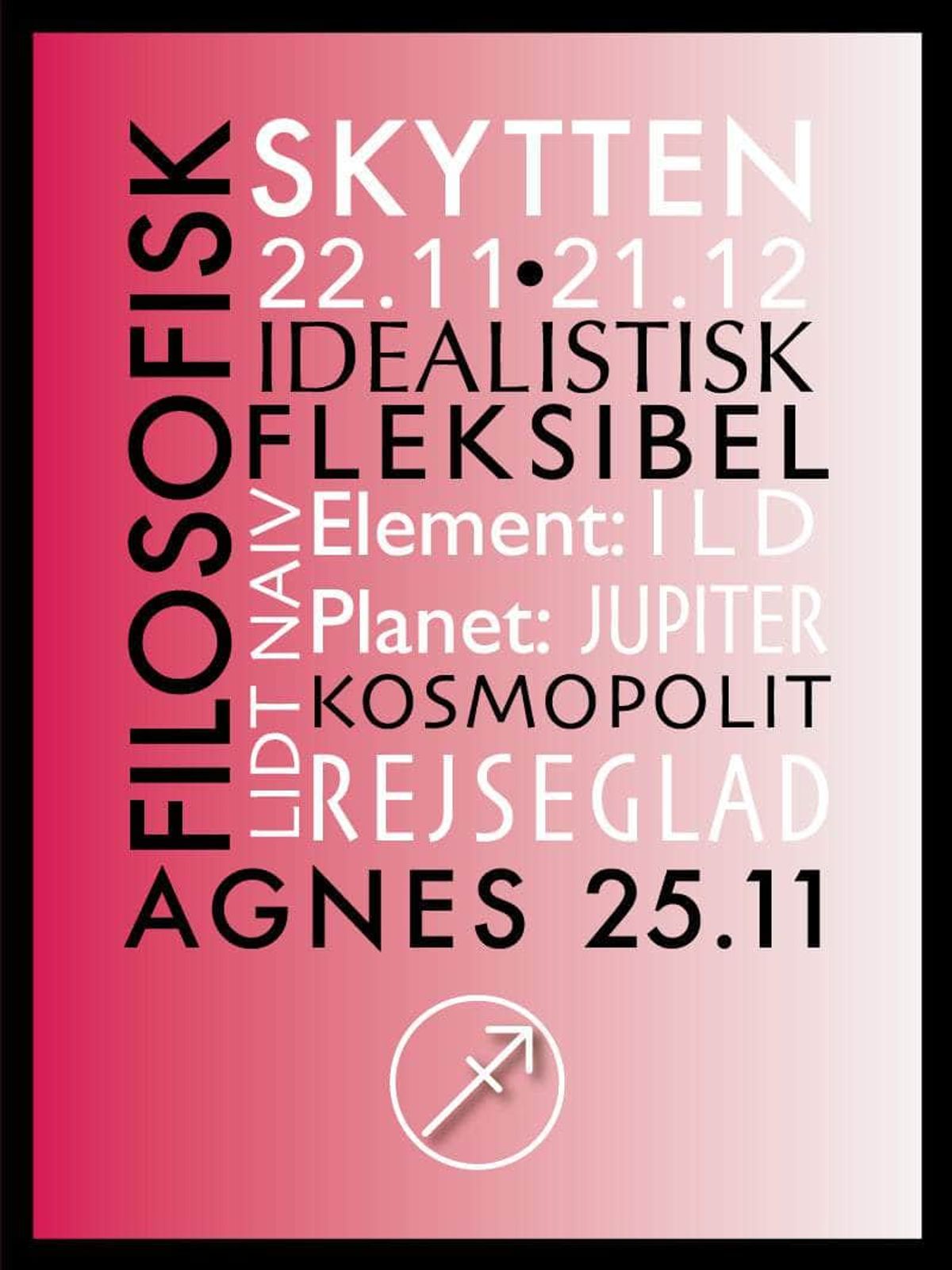 Skytten stjernetegn med tekst plakat