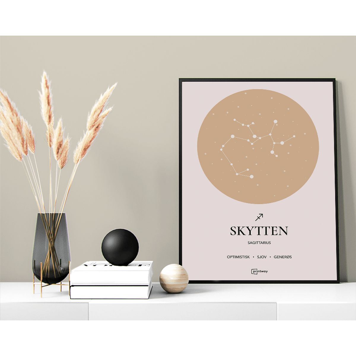 Skytten Stjernetegn Plakat Guld 42×60 cm (A2)