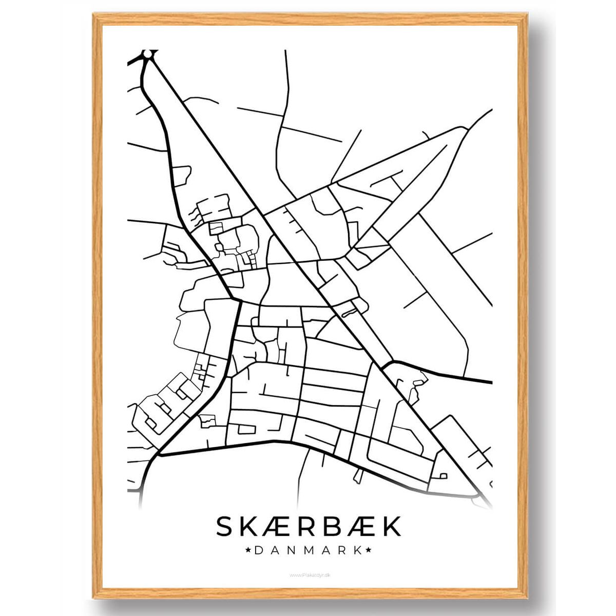 Skærbæk by plakat - hvid (Størrelse: XS - 15x21cm (A5))