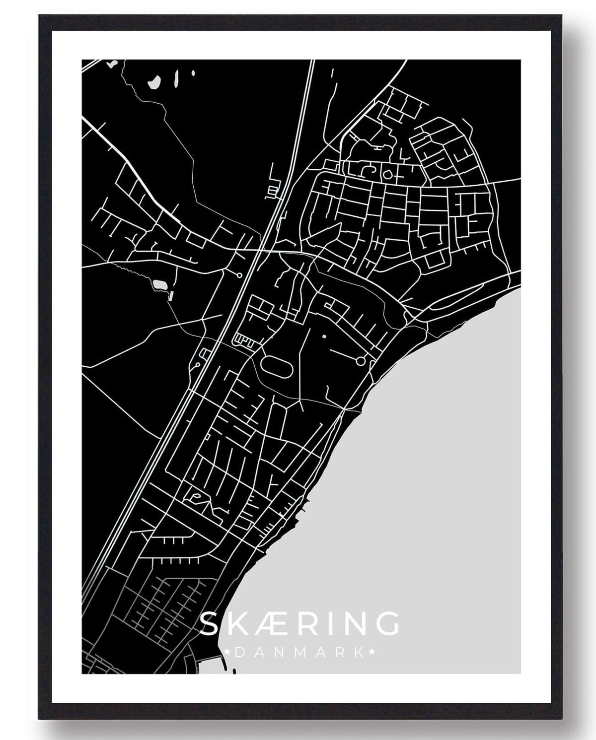 Skæring by plakat - sort (Størrelse: L - 50x70cm (B2))