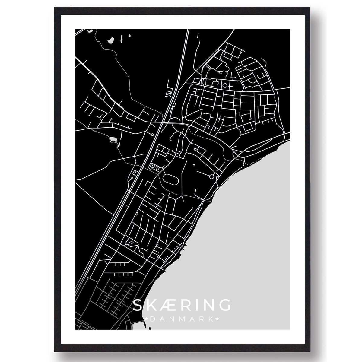 Skæring by plakat - sort (Størrelse: M - 30x40cm)