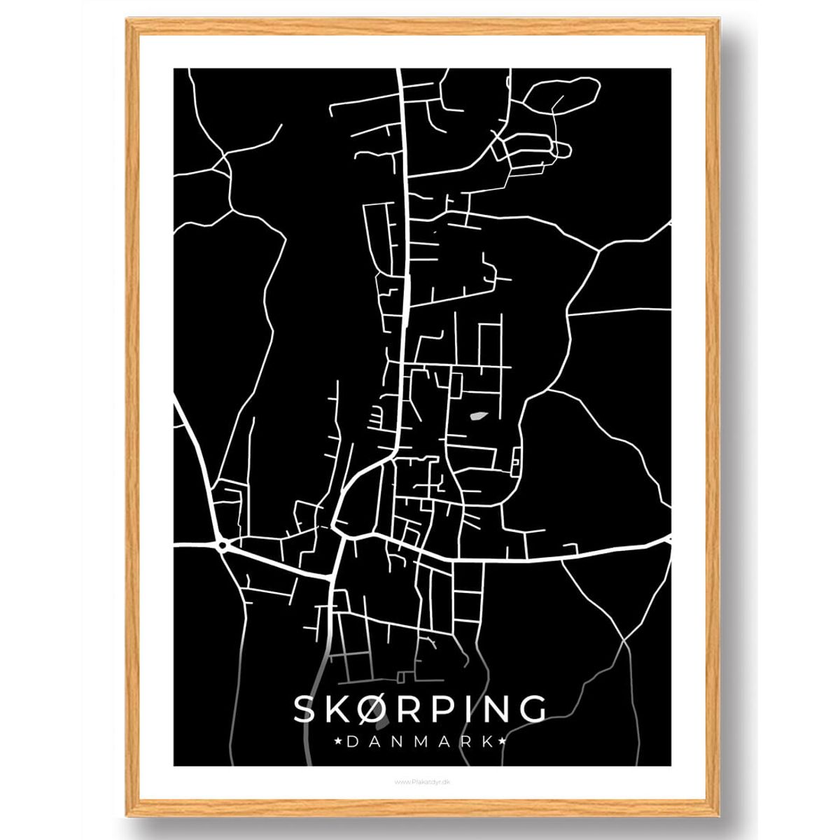 Skørping by plakat - sort (Størrelse: XS - 15x21cm (A5))