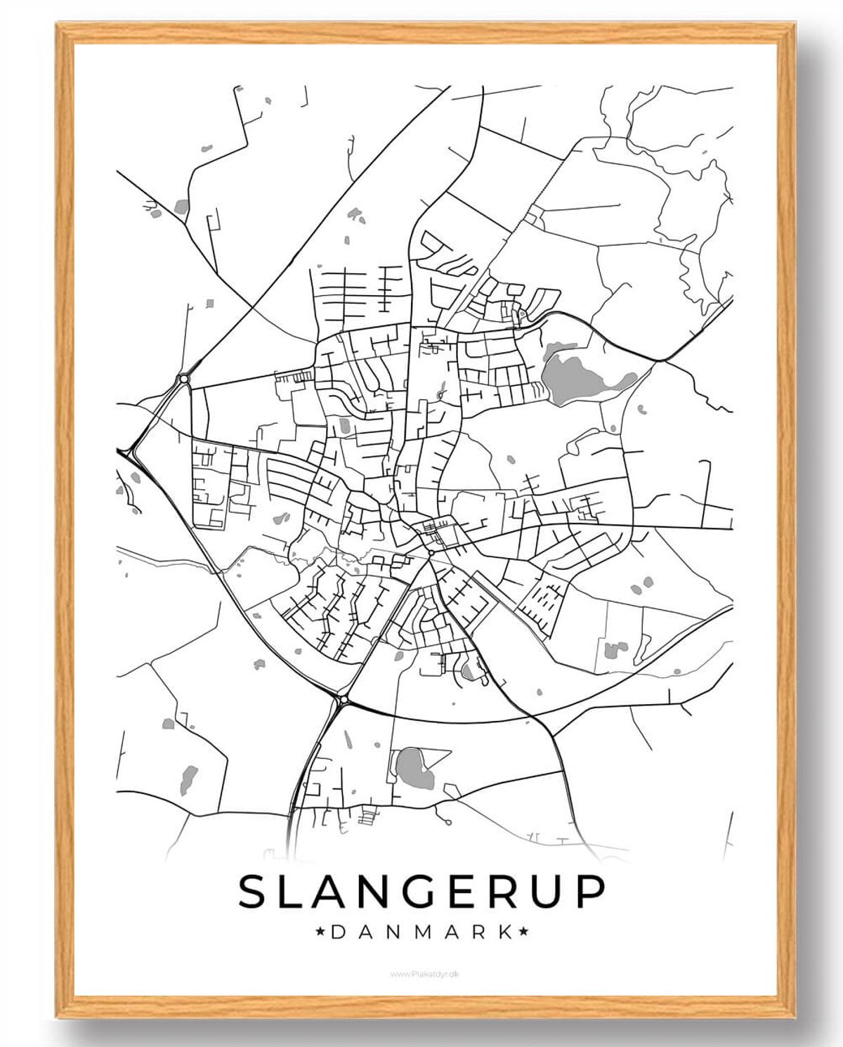 Slangerup by plakat - hvid (Størrelse: L - 50x70cm (B2))