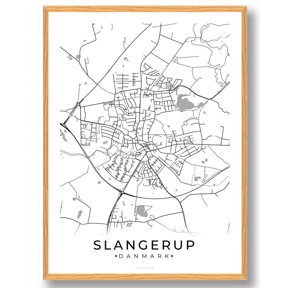 Slangerup by plakat - hvid (Størrelse: M - 30x40cm)