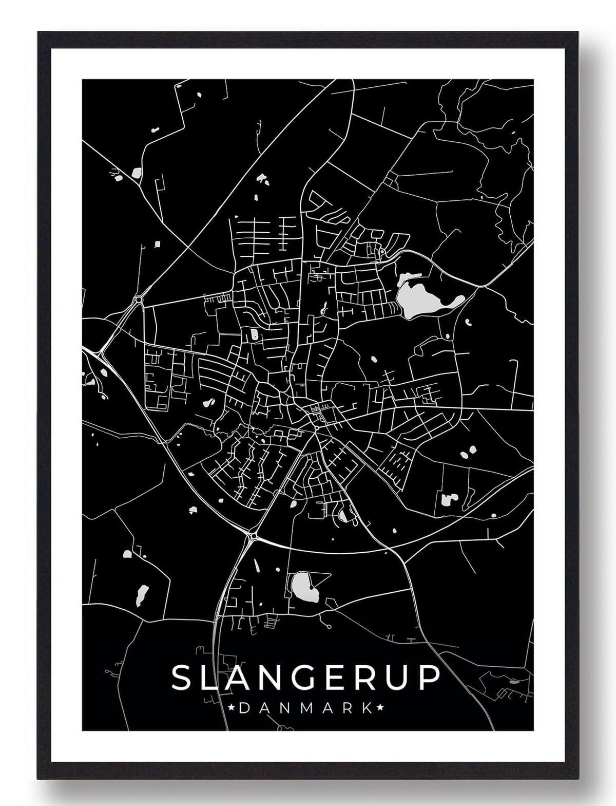 Slangerup by plakat - sort (Størrelse: L - 50x70cm (B2))