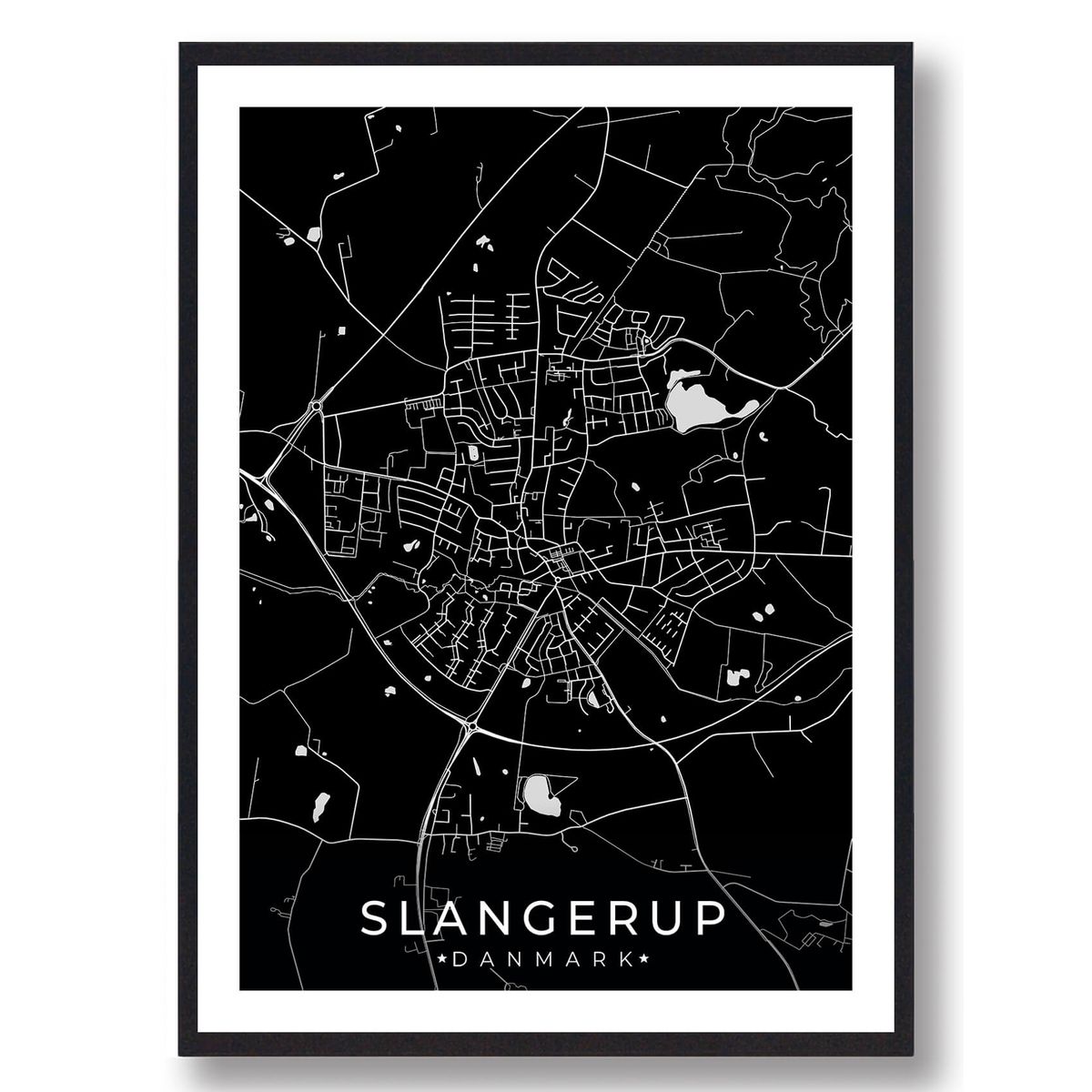 Slangerup by plakat - sort (Størrelse: M - 30x40cm)