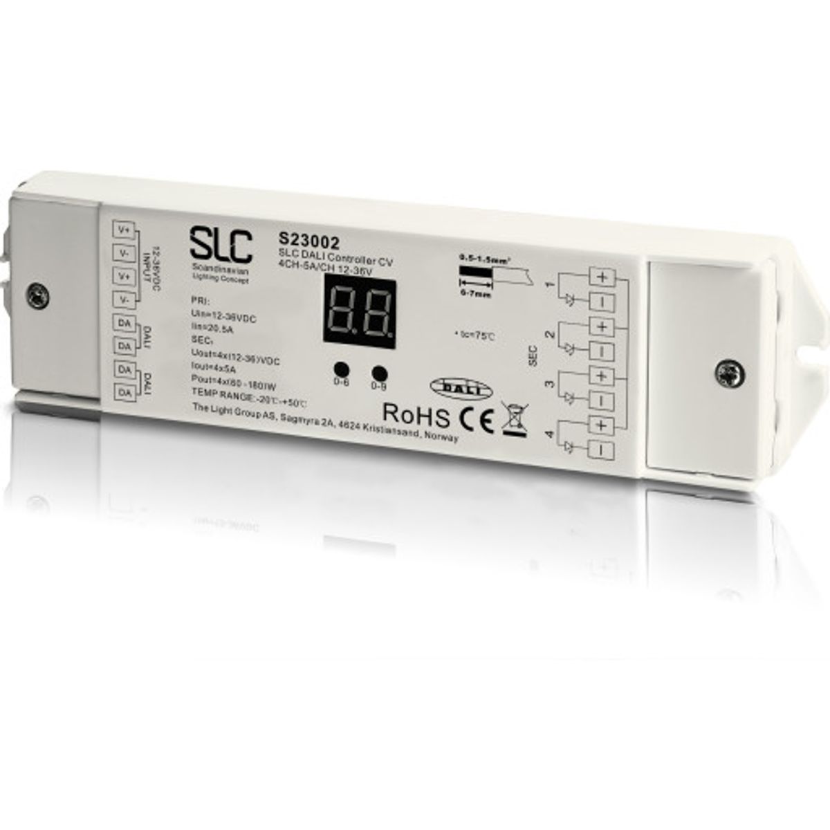 SLC Controller 12-36V 4x5A 480W DALI DT6, dæmpbar