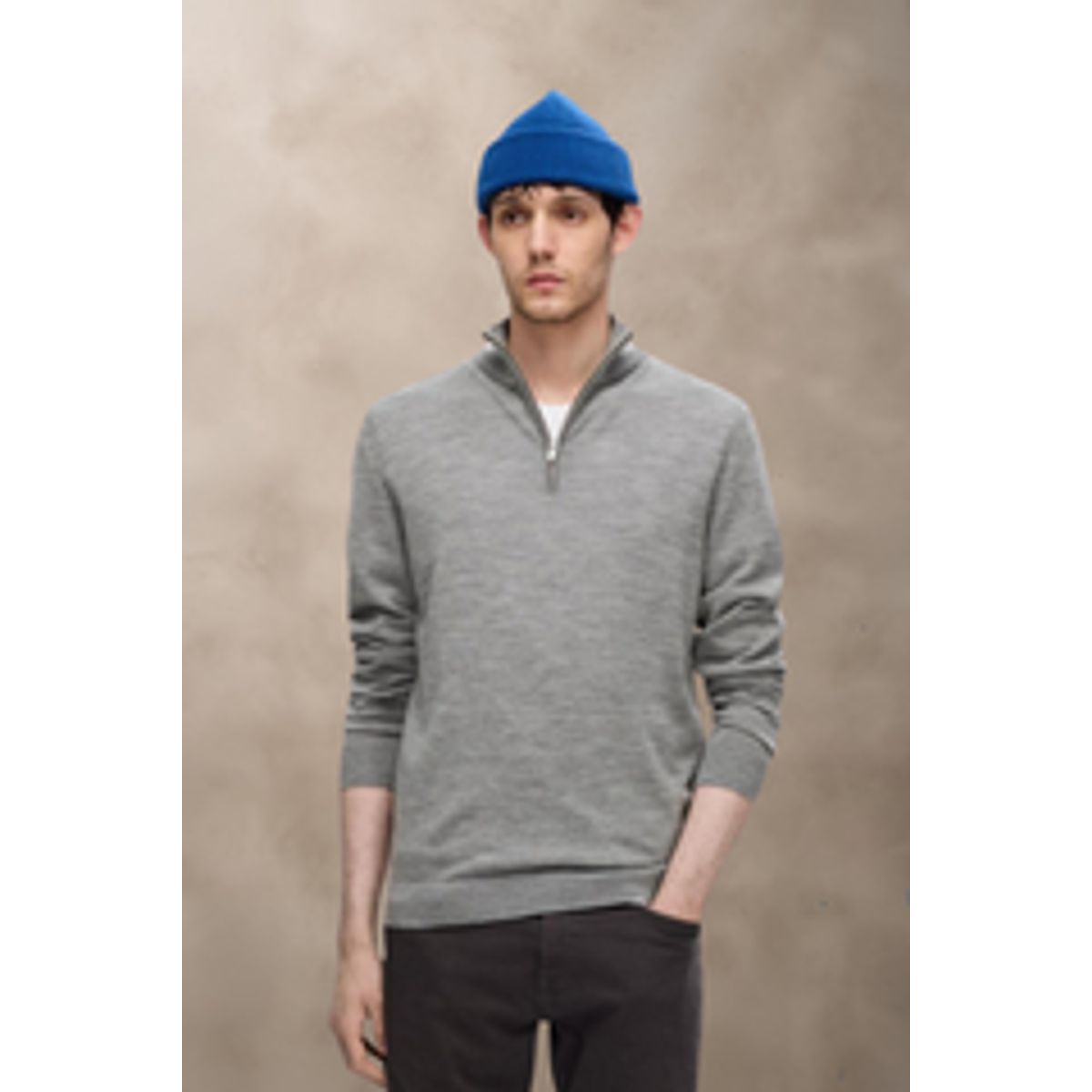 SLHTRAY LS KNIT MERINO HALF ZIP