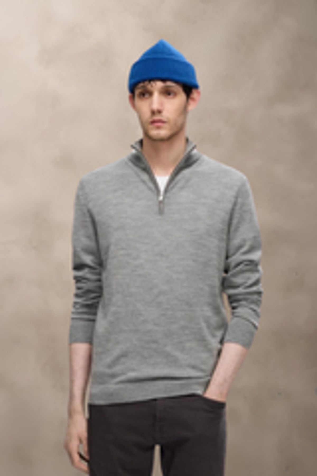 SLHTRAY LS KNIT MERINO HALF ZIP