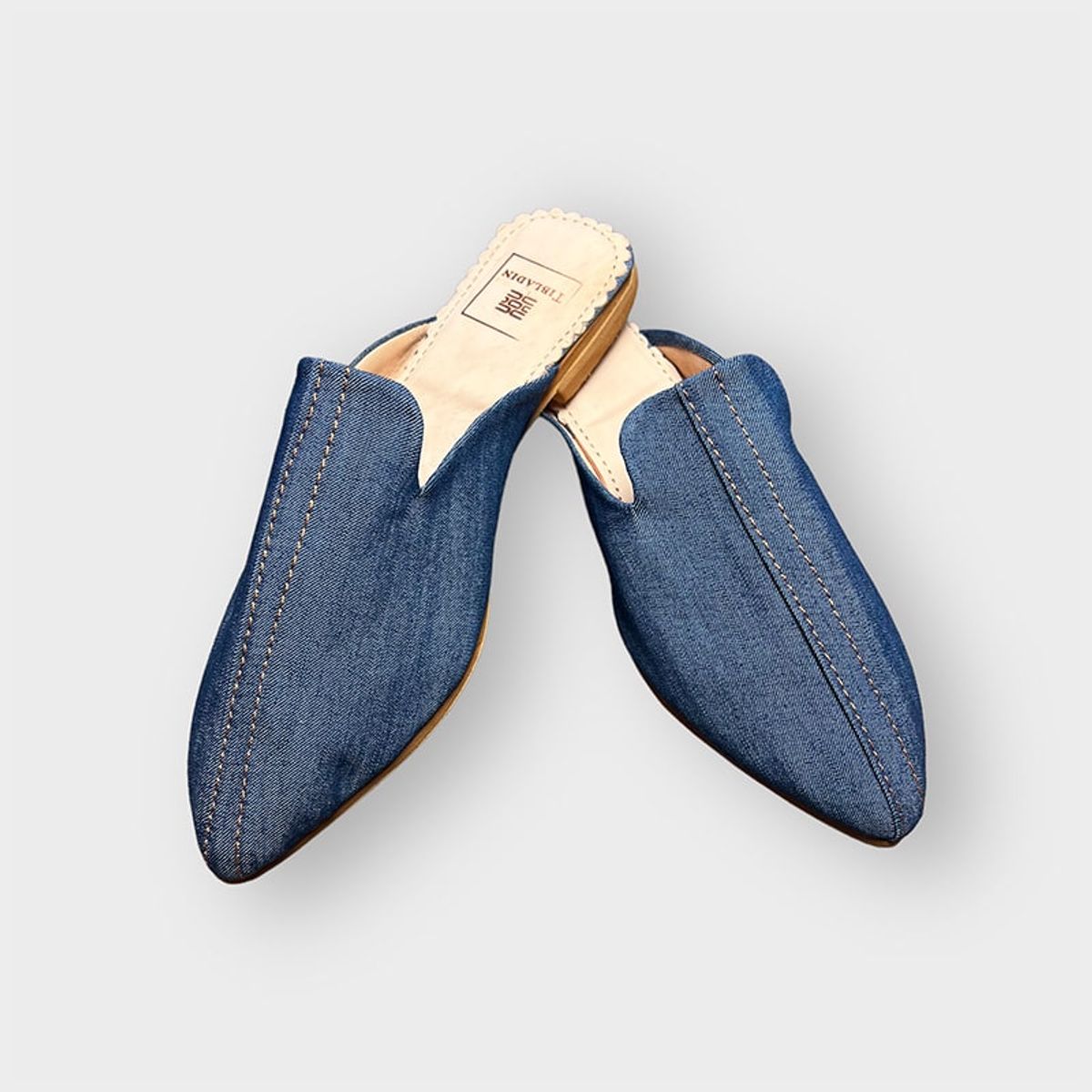 Slippers dame med fast sål - jeans - 36