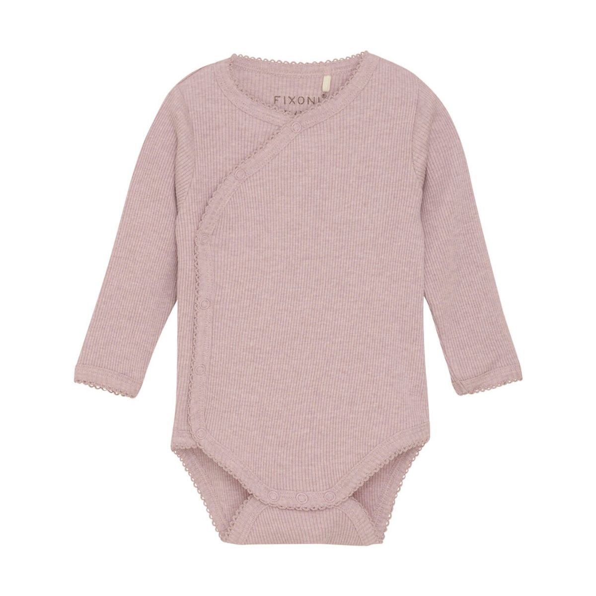 Slå-om Body langærmet Mélange Rib - Pale Mauve - 56