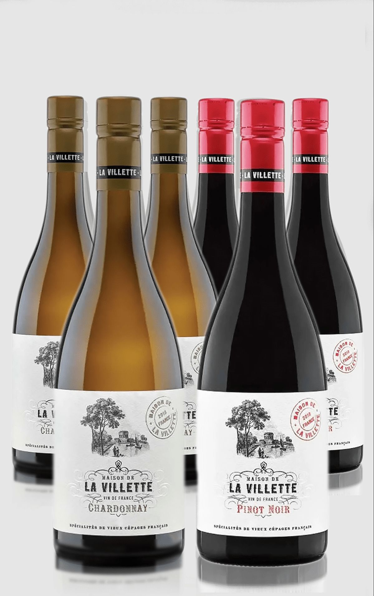 Smagekasse med La Villette Chardonnay og Pinot Noir 2022 6 Flasker