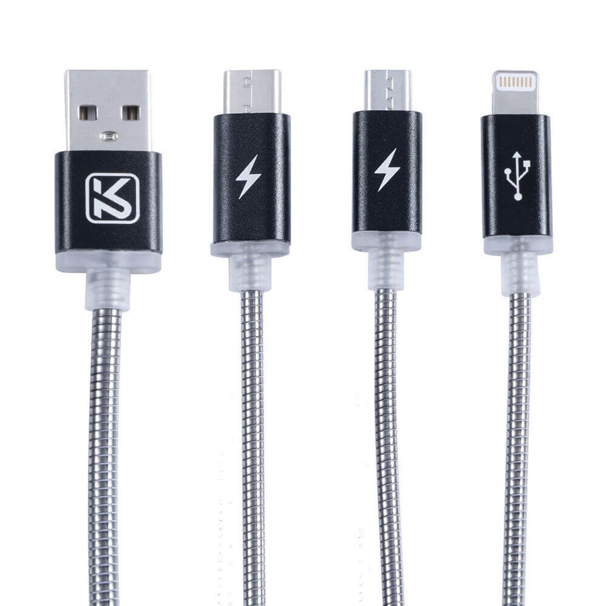 Smart 3 i 1 Oplader - Type C, Lightning & Micro USB - iHero