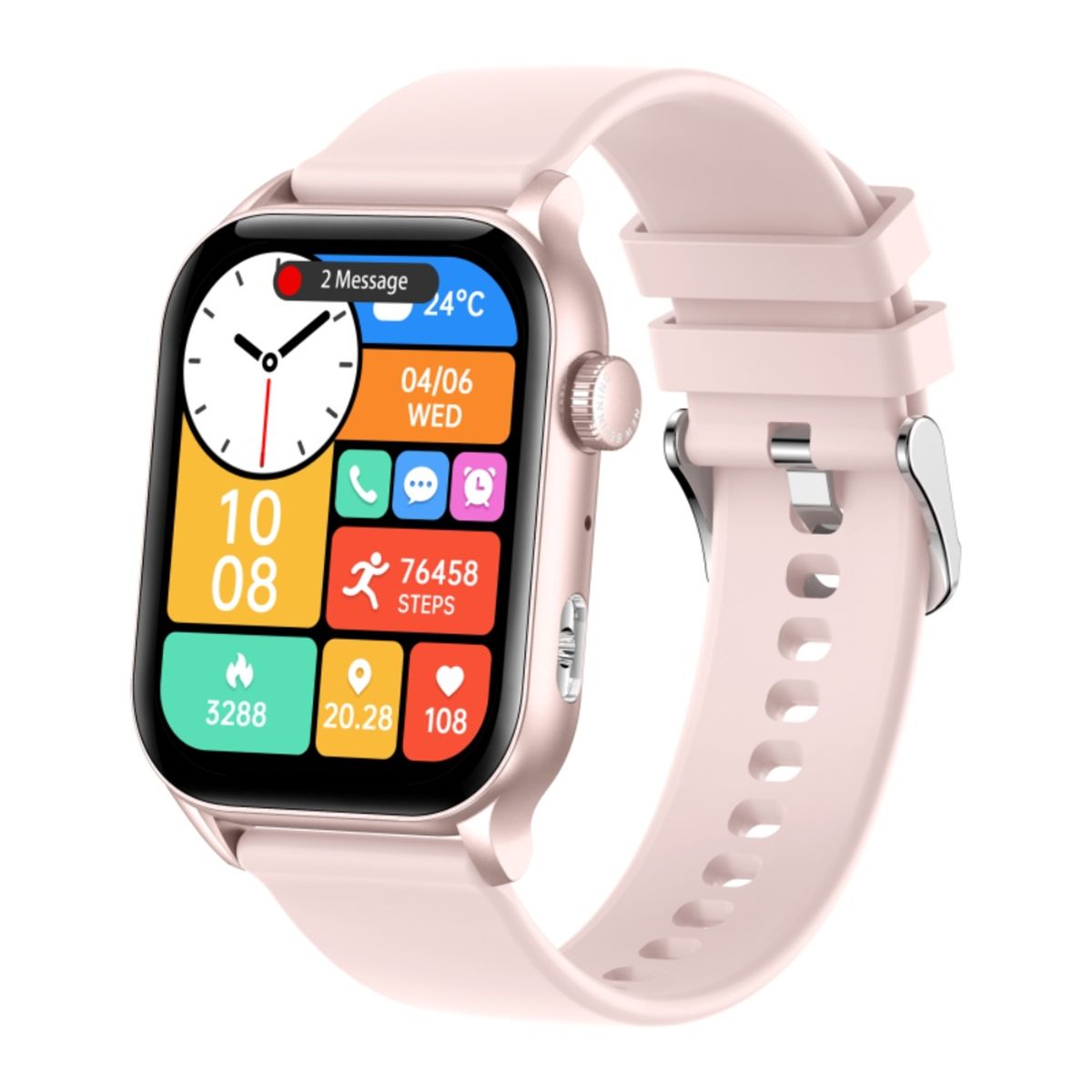 Smartwatch GR86 - Vandafvisende, Bluetooth opkald, Sportsmodes, Puls - iOS / Android - Pink