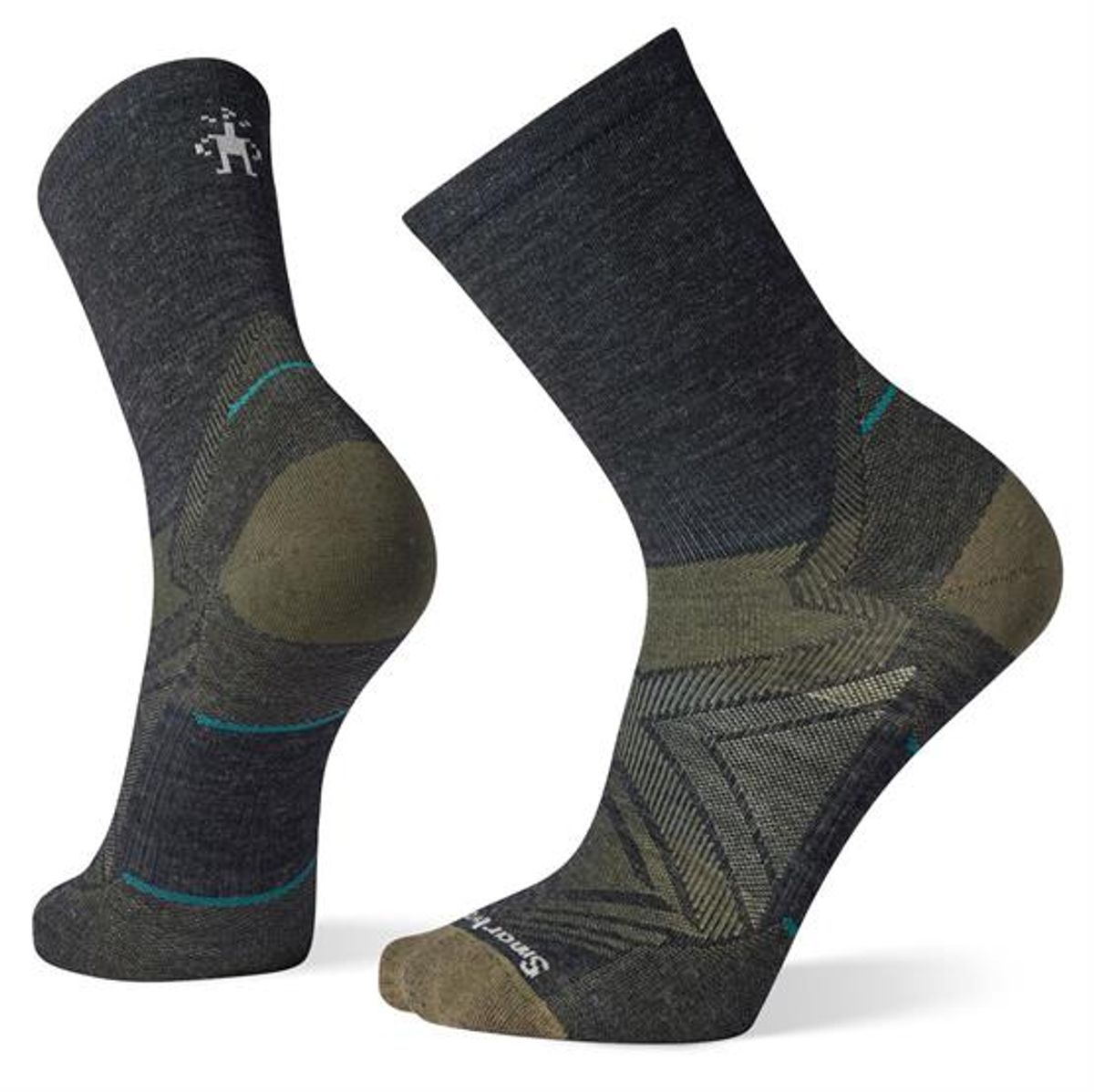 Smartwool Run Zero Cushion Mid Crew Socks, Charcoal