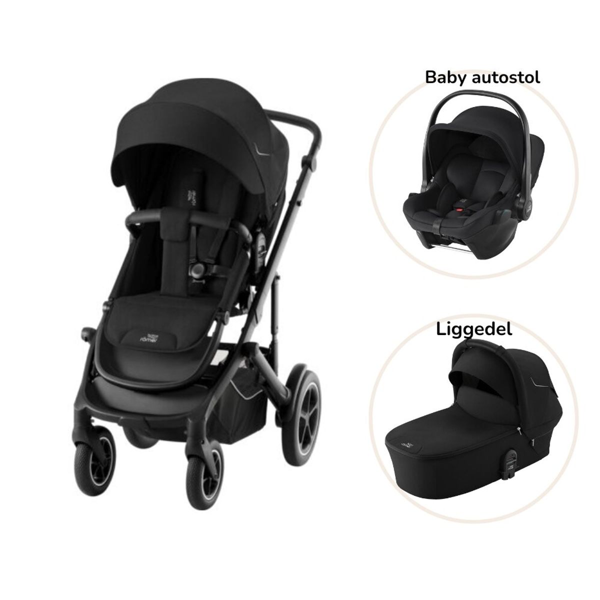 Smile 5Z inkl. liggedel og Baby-Safe Core autostol - space black