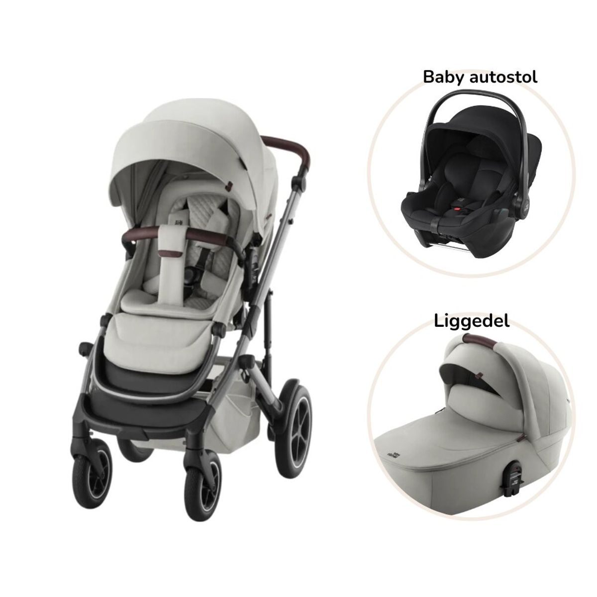 Smile 5Z lux inkl. liggedel og Baby-Safe Core autostol - linen grey/space black