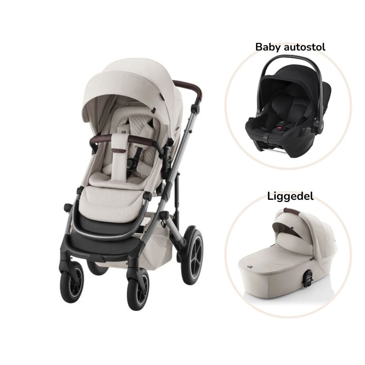 Smile 5Z lux inkl. liggedel og Baby-Safe Core autostol - soft taupe/space black