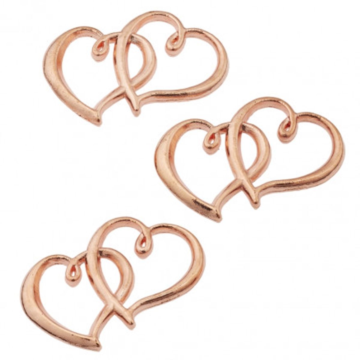 Smykkevedhæng Hjerte Metal Rosegold 31x22mm - 10 stk