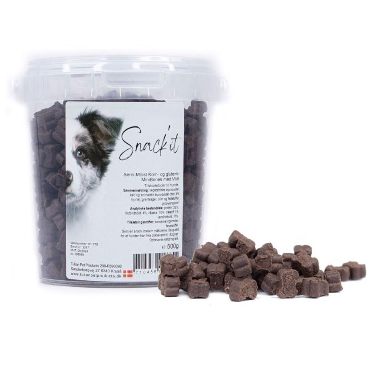 SnackIt Semi-moist mini bones, Vildt, 500g