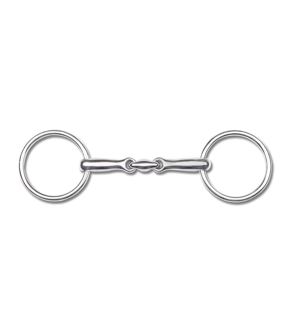 Snaffle bit double broken SS solid, T:14mm, R:6cm