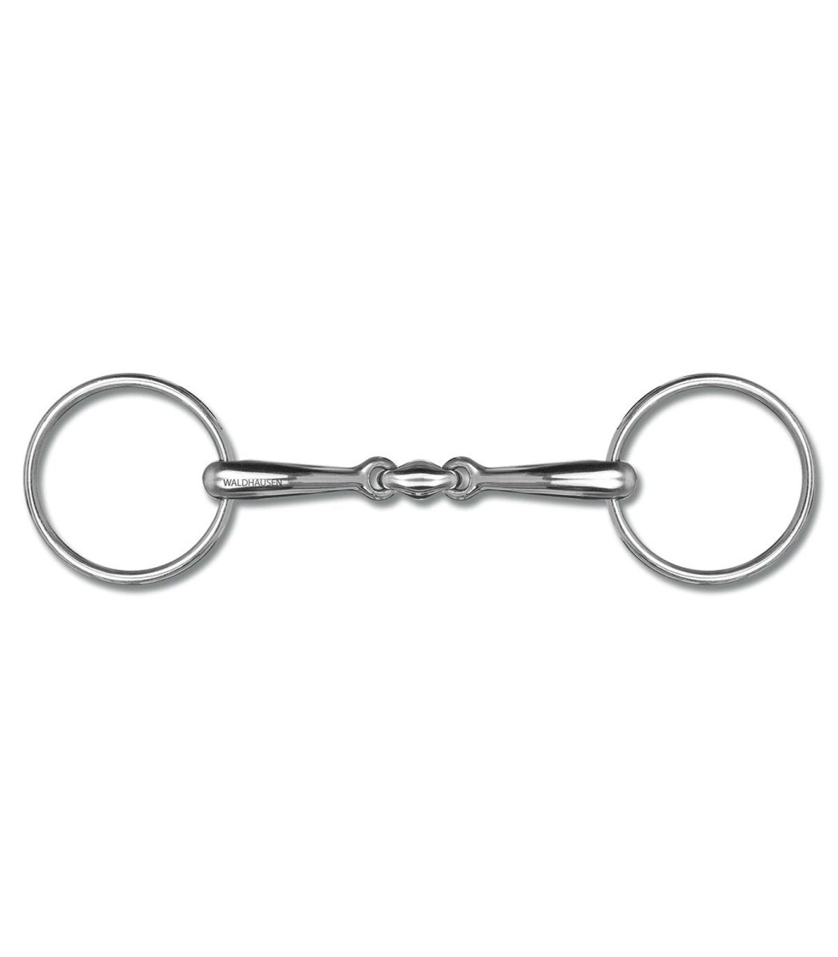 Snaffle bit double broken SS solid, T:16mm, R:7cm