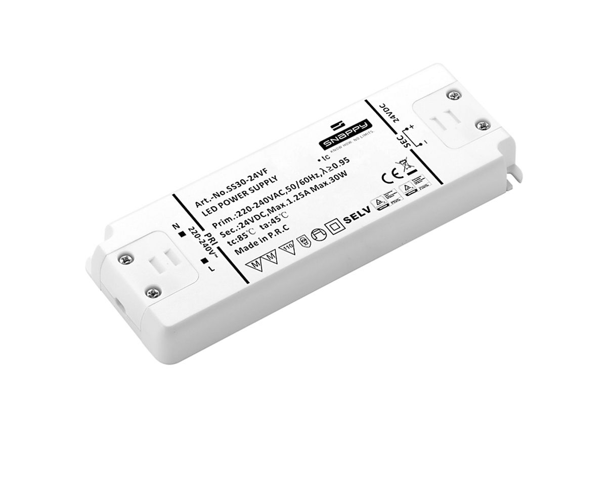 Snappy LED Driver 30W 24VDC, lille og robust, uden dæmp