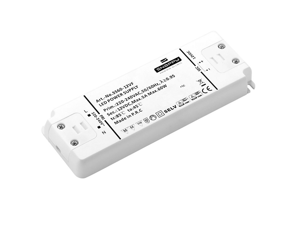 Snappy LED Driver 60W 12VDC, lille og robust, uden dæmp