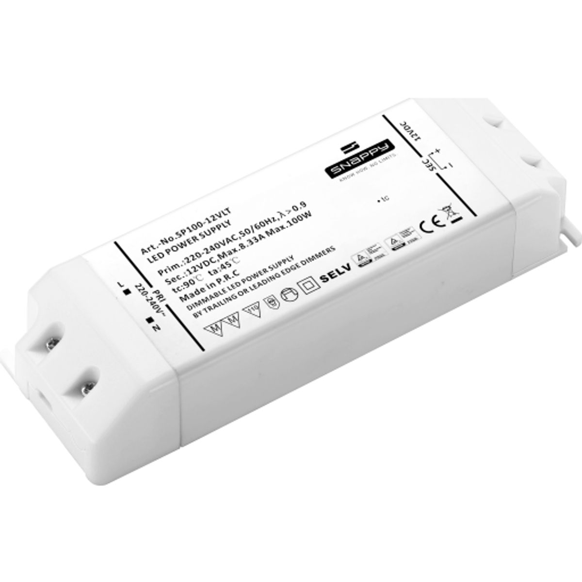 Snappy LED driver dæmpbar 12V, 100W