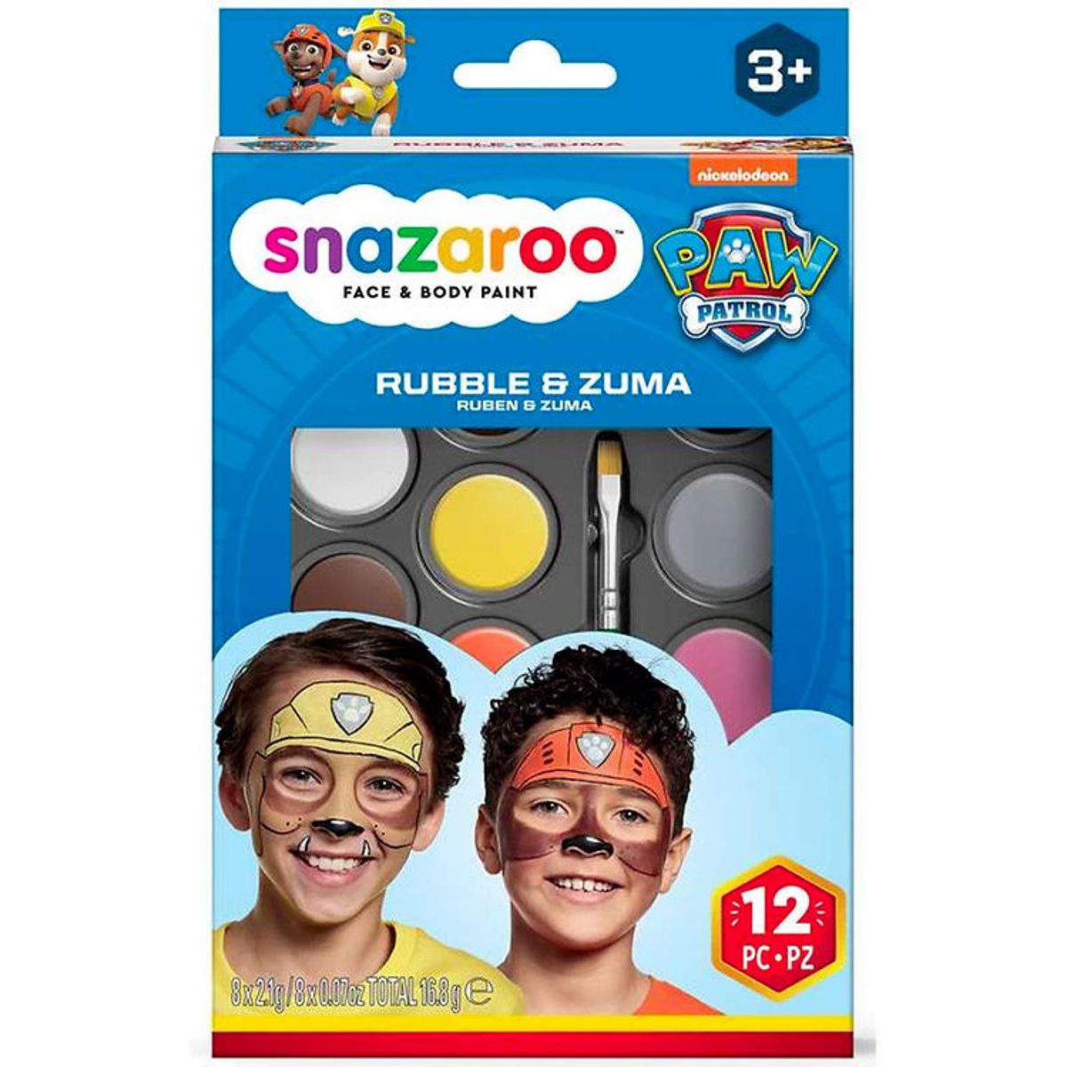 Snazaroo Ansigtsmaling - 8 Farver - Paw Patrol Rubble & Zuma