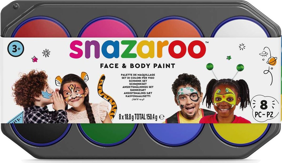 Snazaroo - Ansigtsmaling Palette Med 8 Farver