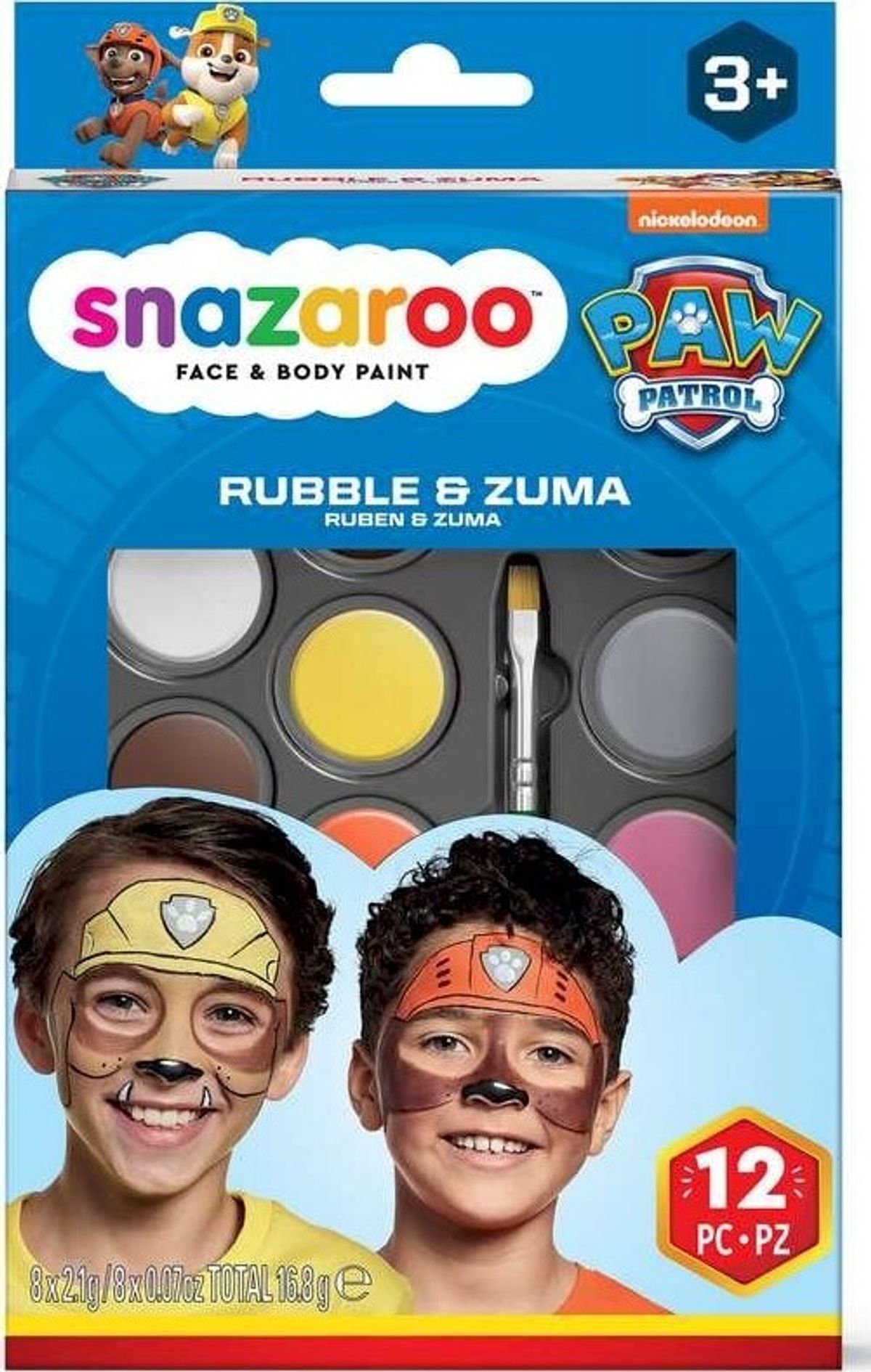 Snazaroo Ansigtsmaling Sæt - Paw Patrol - Rubble & Zuma - 12 Dele