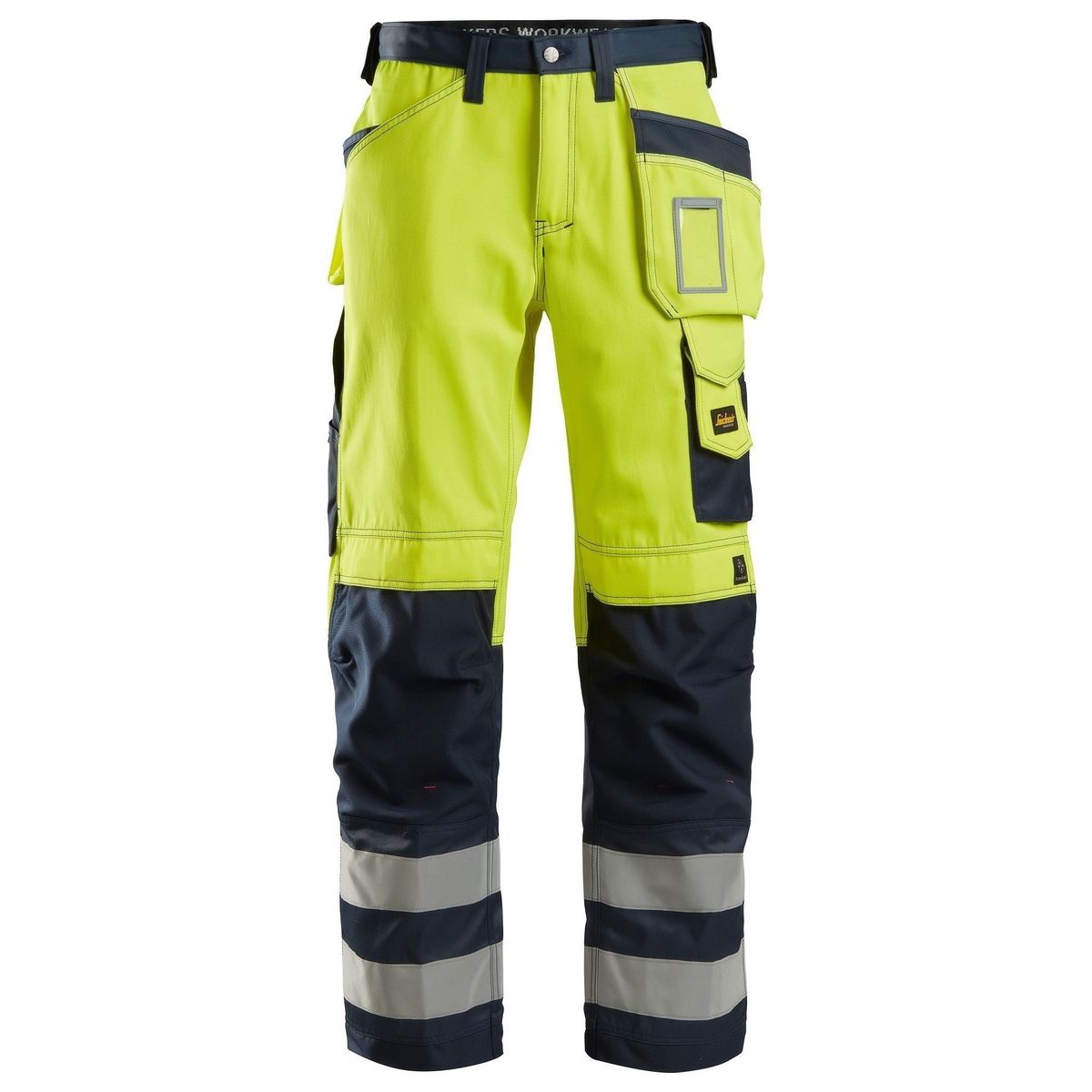 Snickers Taljebuks Hi-Vis med hylsterlommer, klasse 2 gul/navy 3233