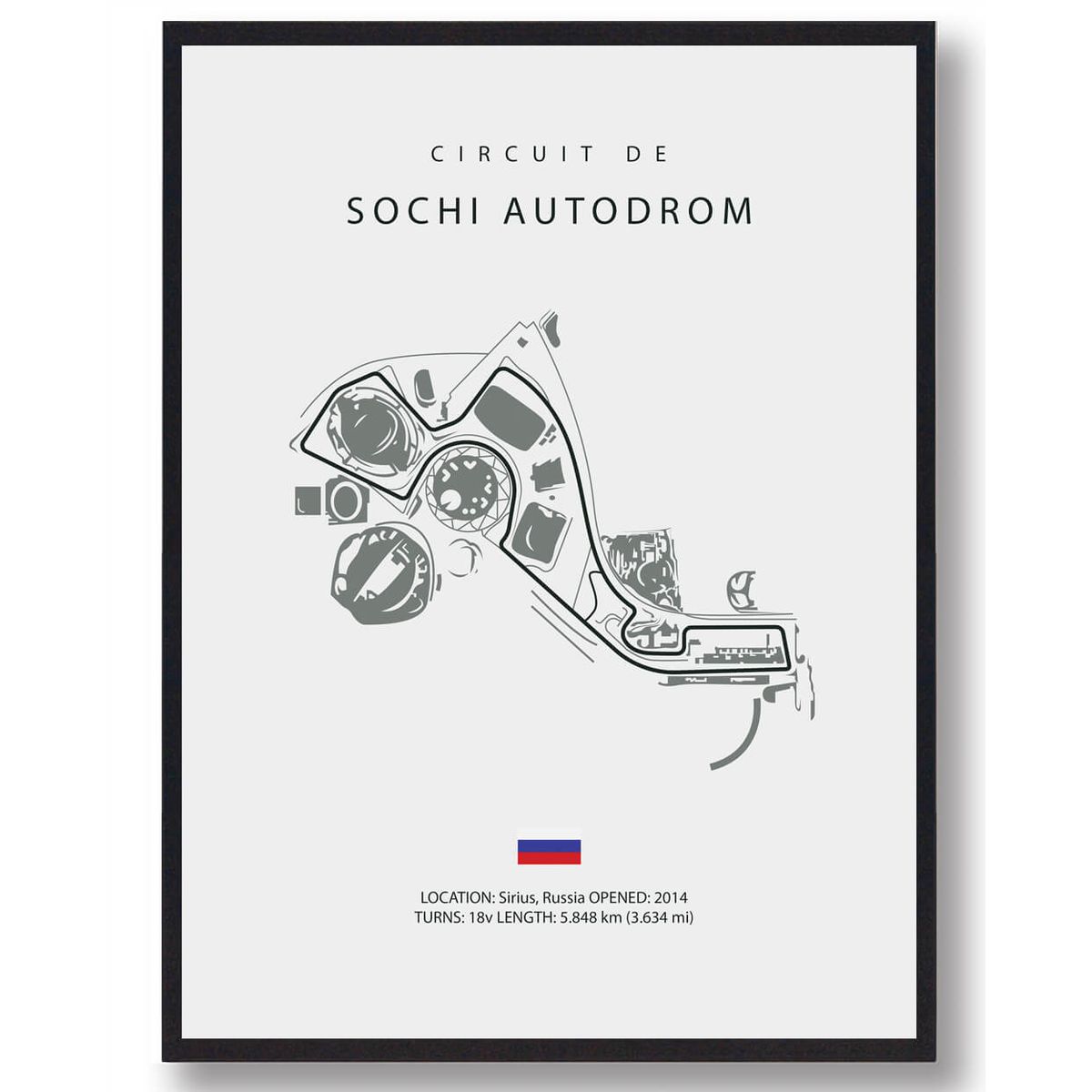 Sochi Autodrom - Formel 1 lys plakat (Størrelse: M - 30x40cm)