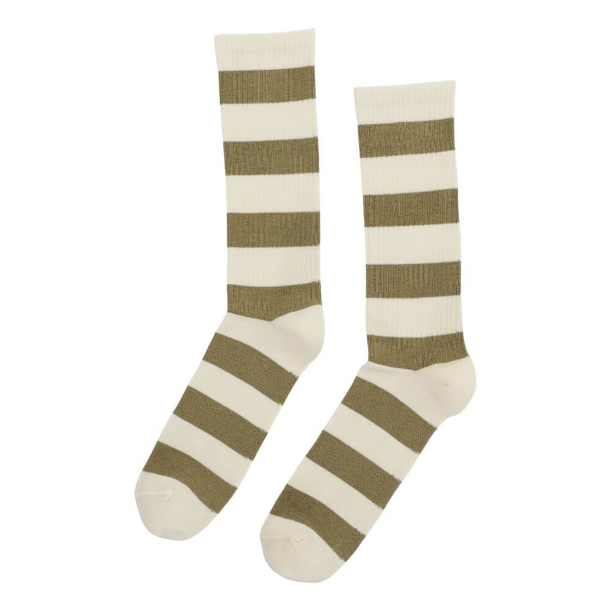 Socks CPH tennissokker til mænd, stribede, råhvid / olivengrøn, str. 45-48