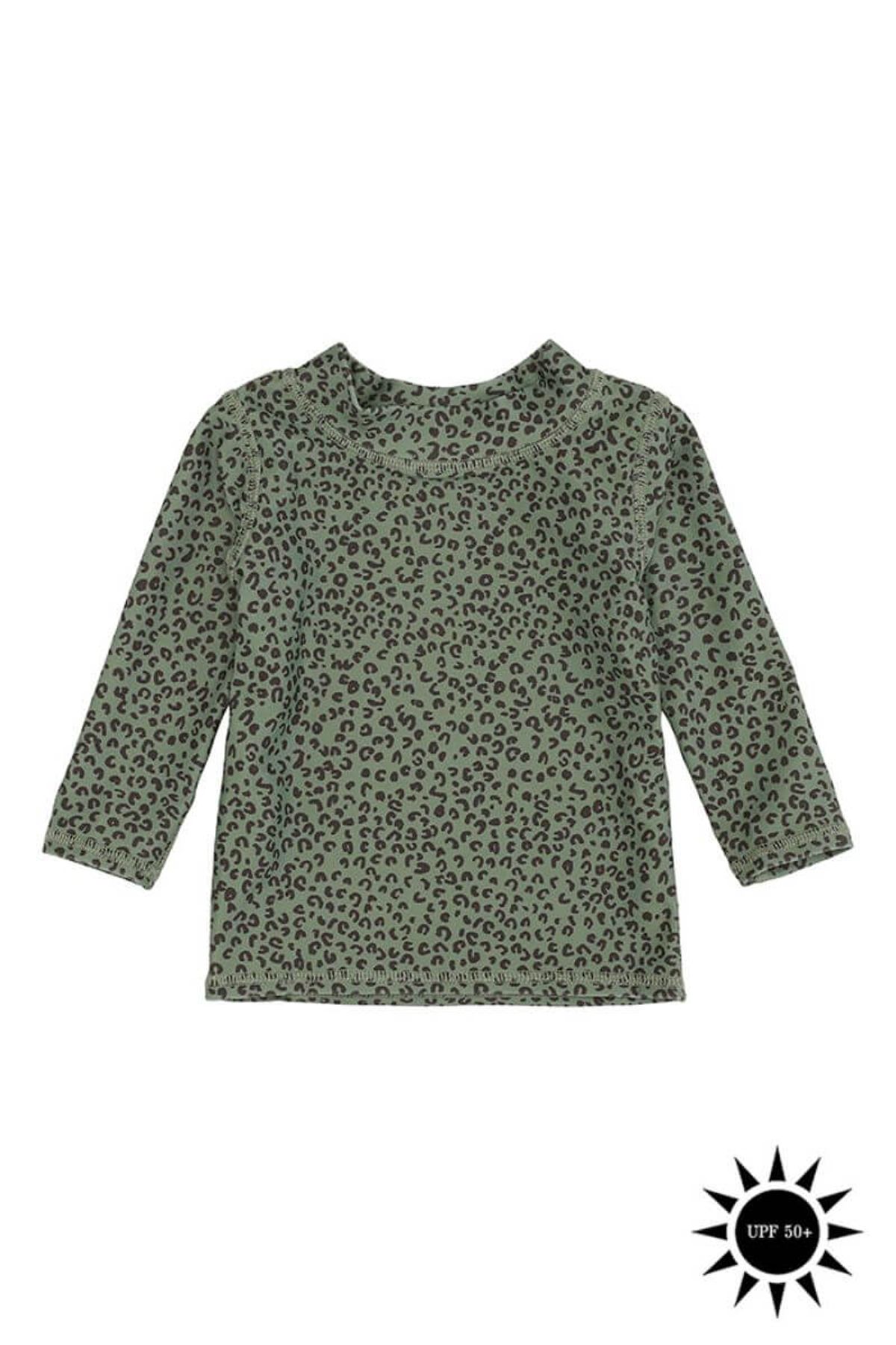 Soft Gallery - Badebluse Baby Astin Sun Shirt - Oil Green AOP Leospot - 80/12 mdr.