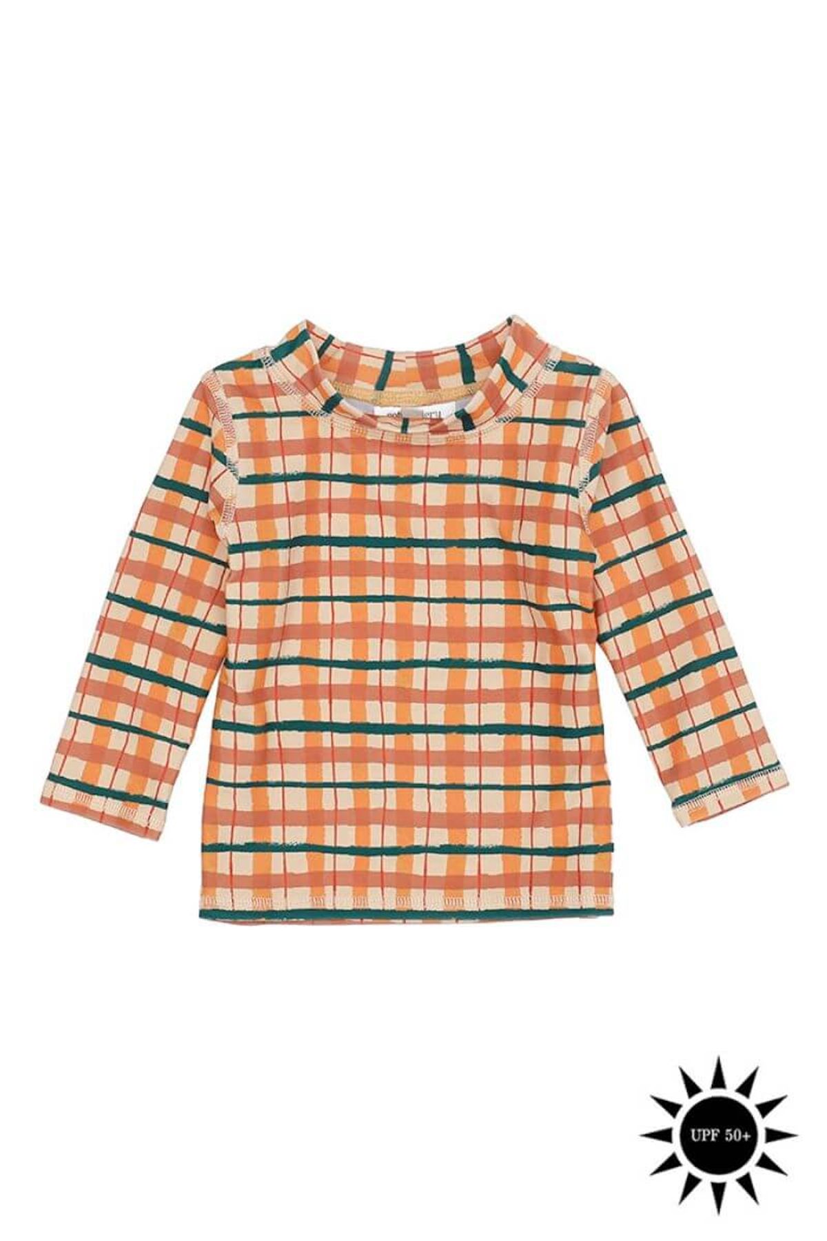 Soft Gallery - Badebluse Baby Astin Sun Shirt - Winter Wheat AOP Check - 62/3 mdr.