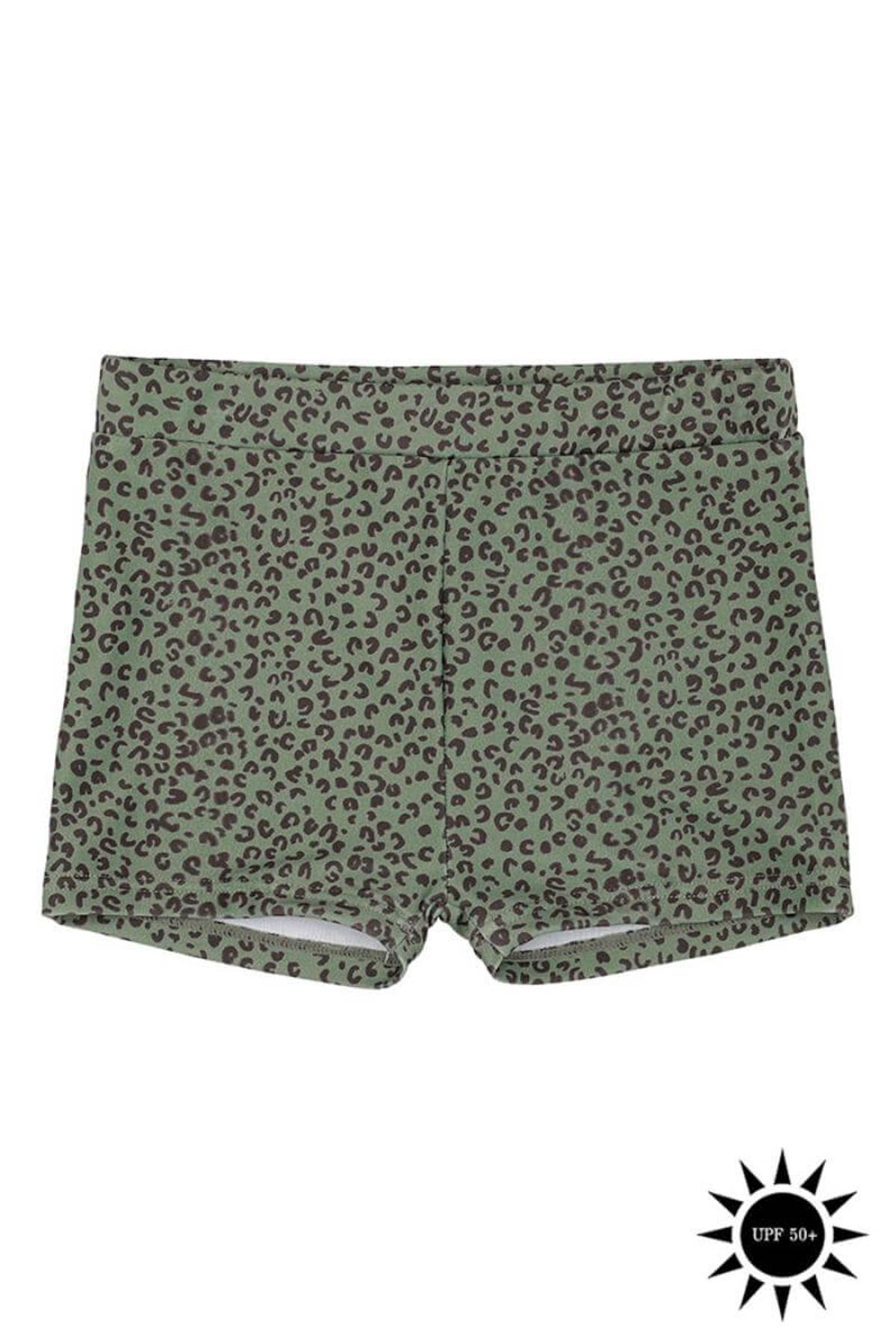 Soft Gallery - Badebukser Don Swim Pants - Oil Green AOP Leospot - 10 år