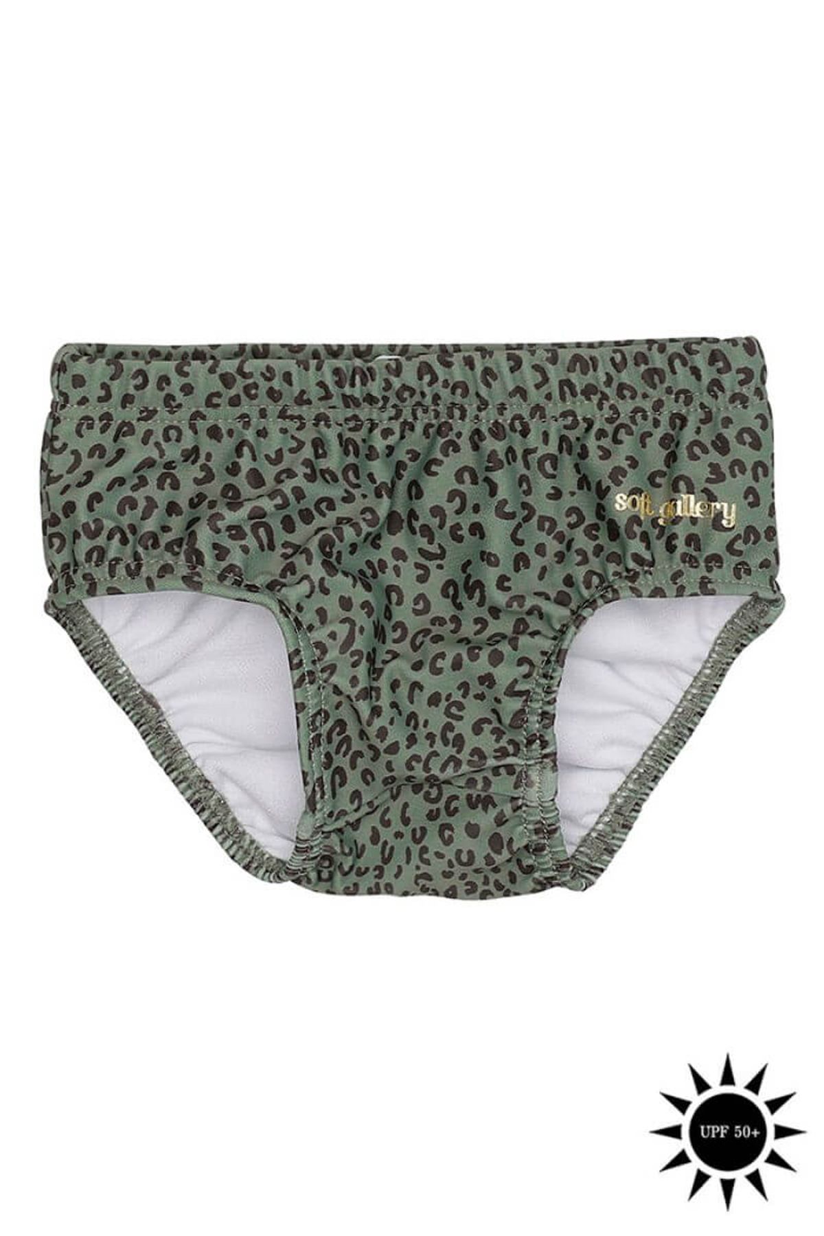 Soft Gallery - Badebukser Mika Swim Pants - Oil Green AOP Leospot - 68/6 mdr.