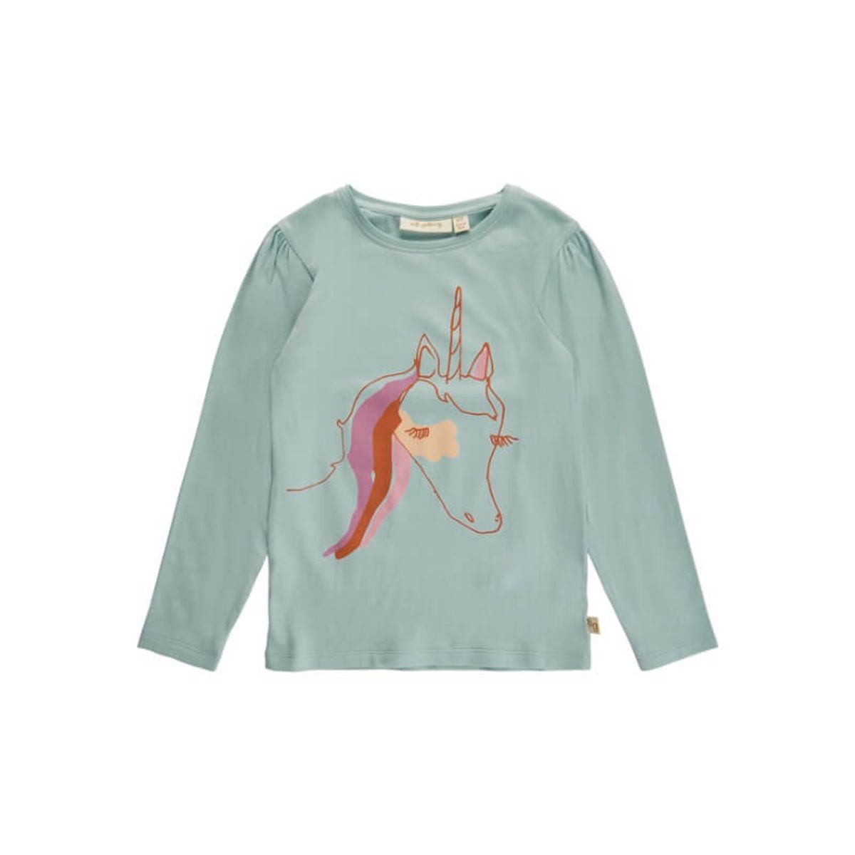 Soft Gallery - SGBella Puff Unicorn LS Tee - Blue Haze - 3 år