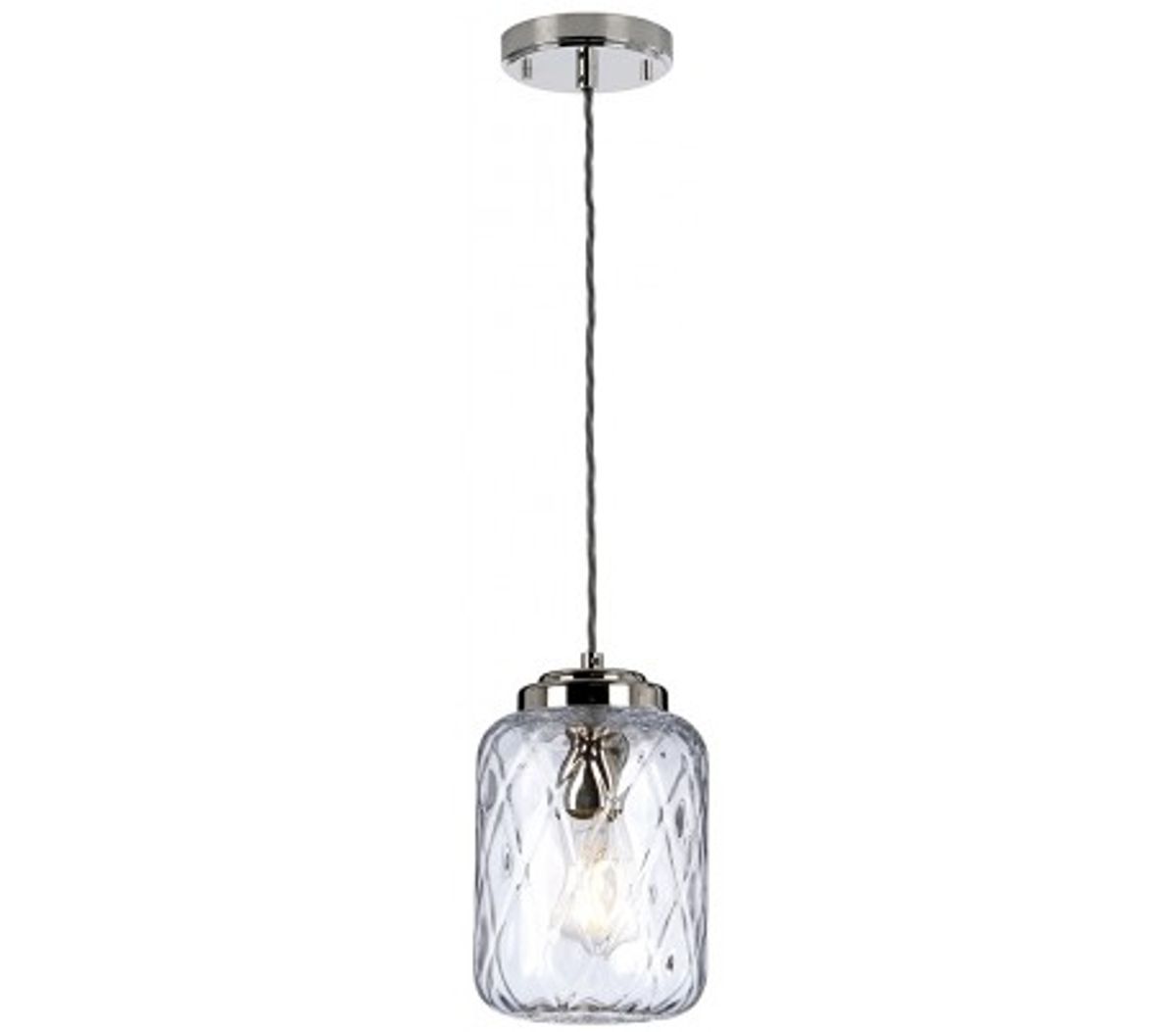 Sola Loftlampe i glas og stål H36 - 221 cm 1 x E27 - Poleret nikkel/Klar