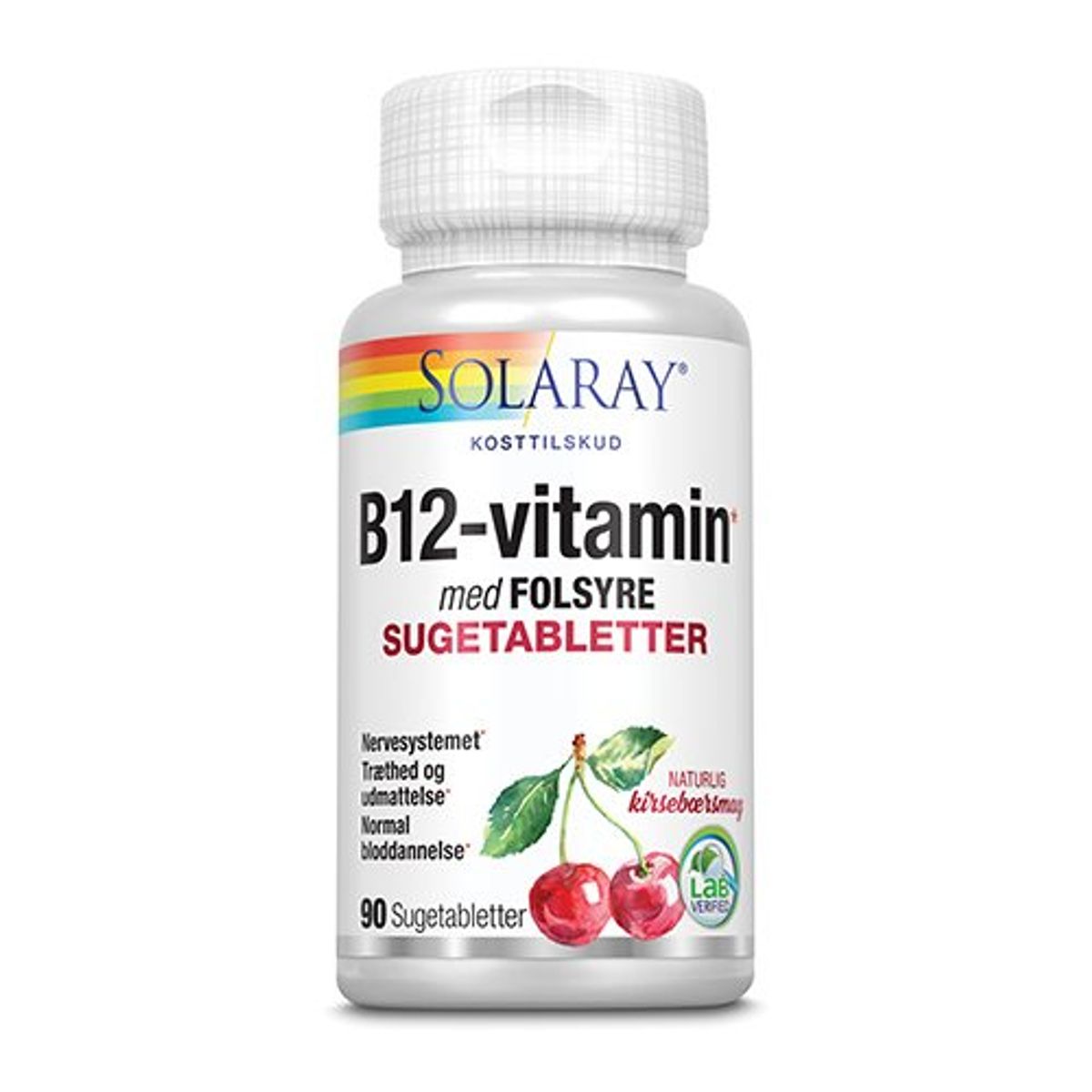 Solaray B12-vitamin m. Folsyre 90 tab. sugetablet