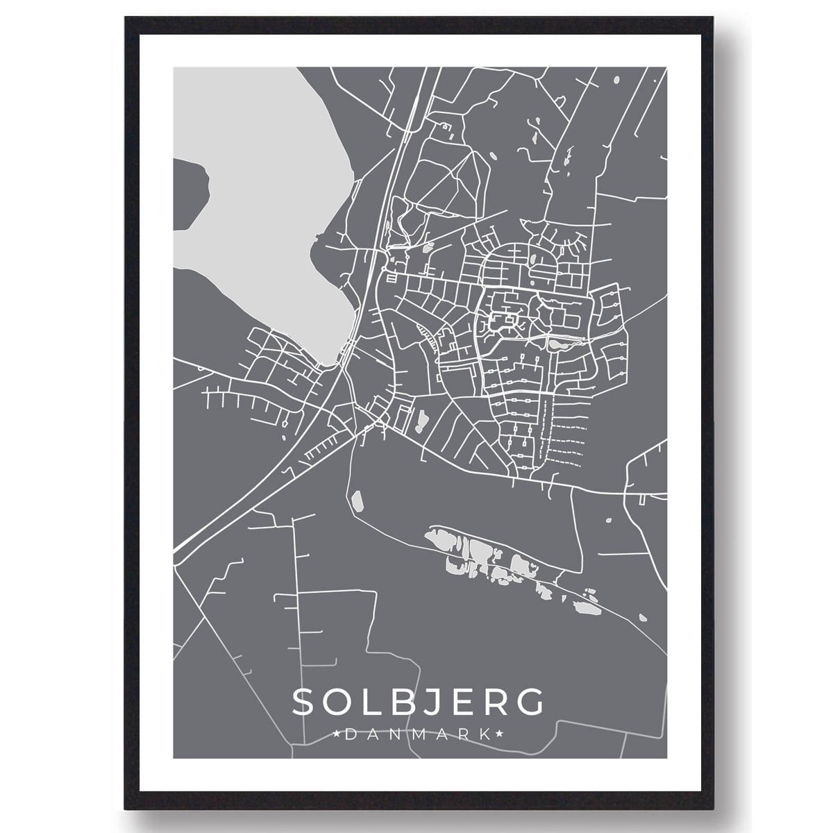 Solbjerg by plakat - grå (Størrelse: XS - 15x21cm (A5))