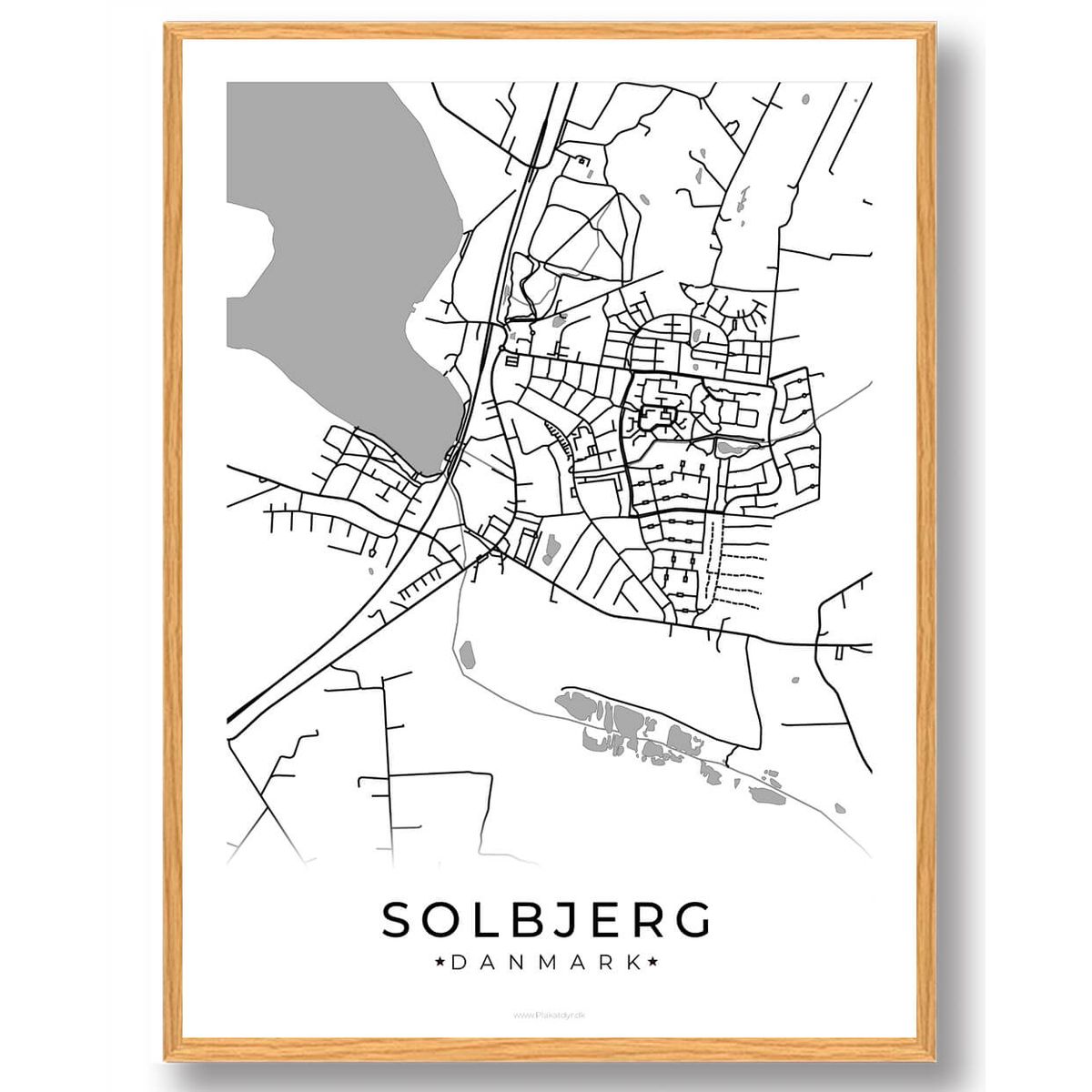 Solbjerg by plakat - hvid (Størrelse: S - 21x29,7cm (A4))