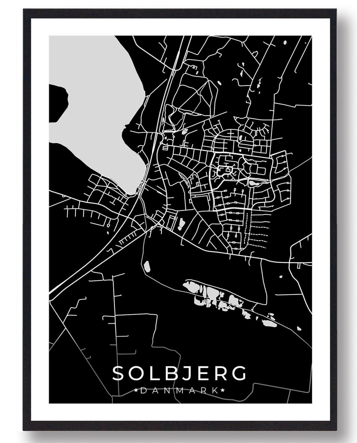 Solbjerg by plakat - sort (Størrelse: L - 50x70cm (B2))