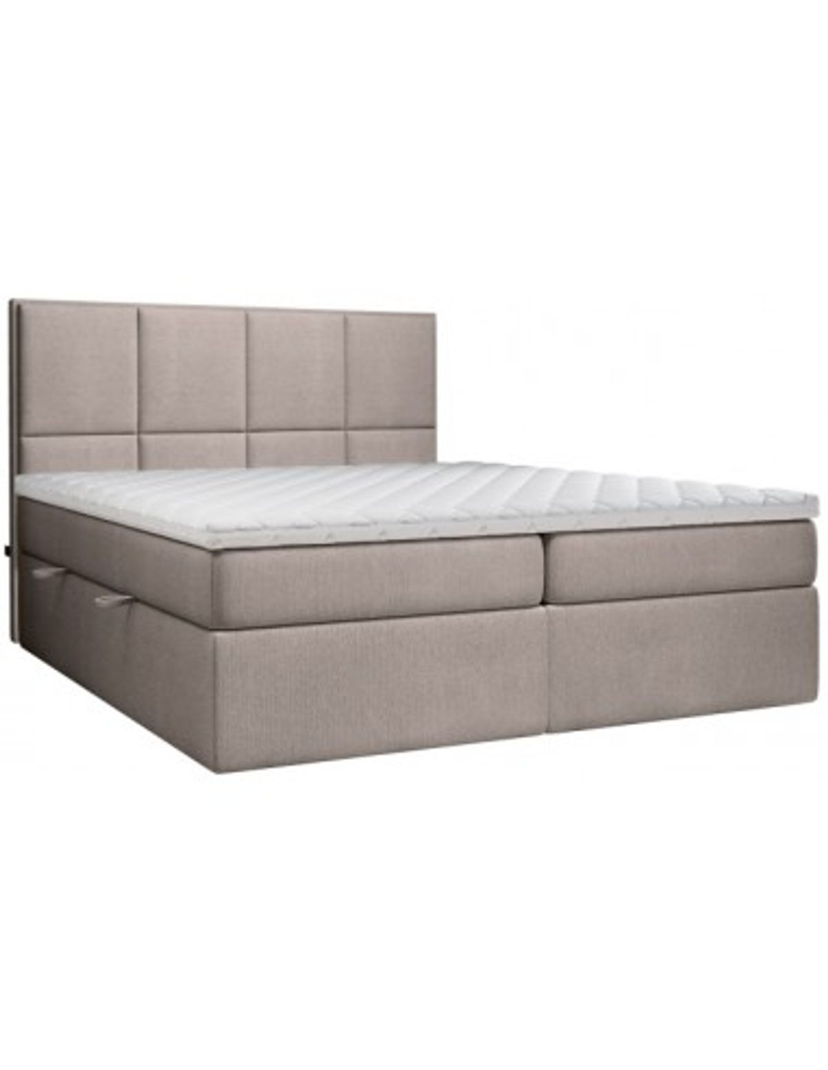 Somerdale kontinentalseng med opbevaring og sengegavl 200 x 200 cm med 7 komfortzoner - Brunbeige