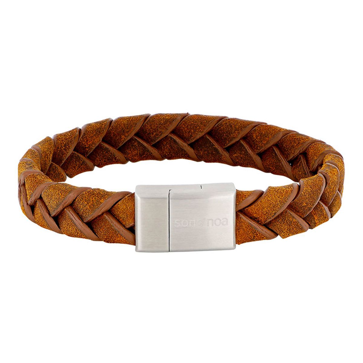 Son of Noa brun læderarmbånd, flettet